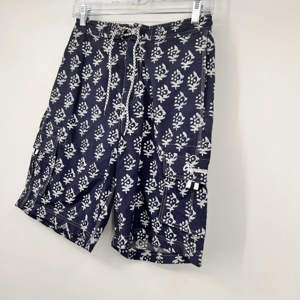 VTG Daniel Cremieux Surf Gear Mens Small Navy Blue Floral Cargo Board Short Swim